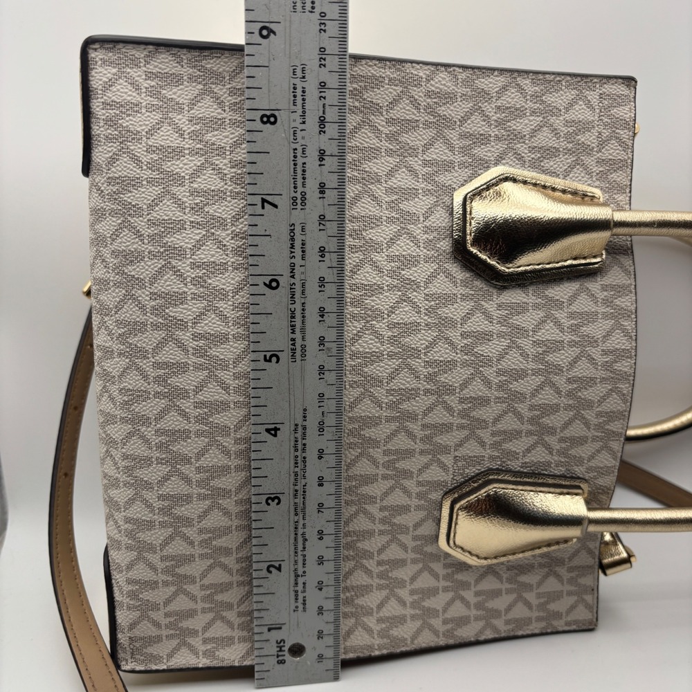 Michael Kors Satchel Women Small Vanilla Monogram Structured Modern - Picture 11 of 12